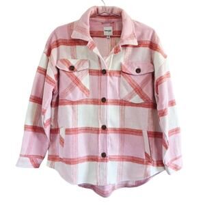 NWT Kensie Women's Oversize Shacket Jacket, Size Small, Pink Plaid Cozy Soft